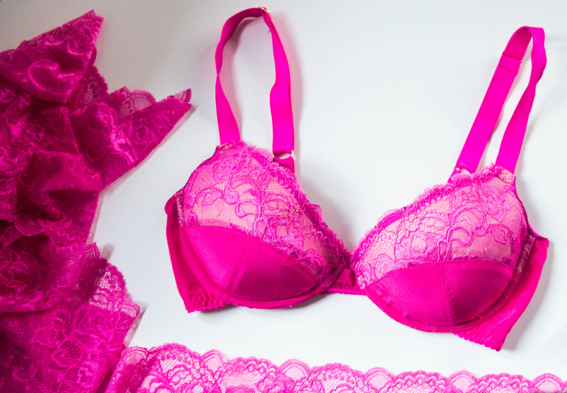 Pink Bra with Partial Band